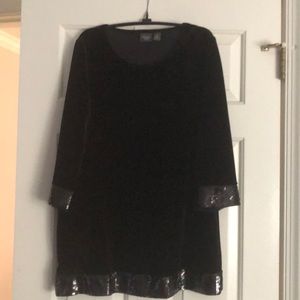 Black Velour Sequined Top
